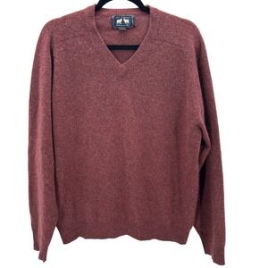 Woods & Gray Men's Burgundy Cashmere V-Neck Sweater Grandpa Normcore Ribbed Med